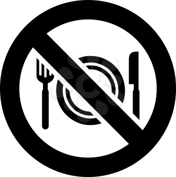 No eat and drink forbidden sign, modern round sticker