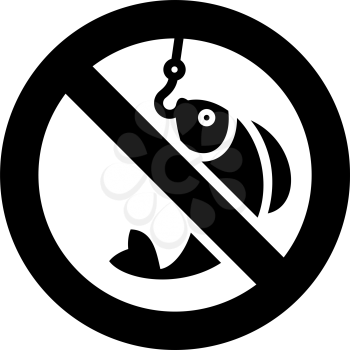 No fishing forbidden sign, modern round sticker