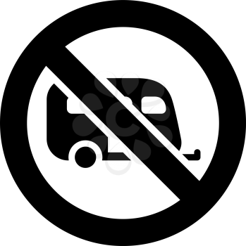 No camping cars and caravans forbidden sign, modern round sticker