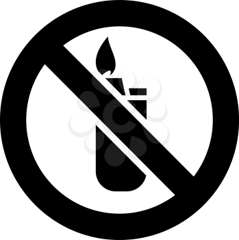 Lighter not allowed forbidden sign, modern round sticker