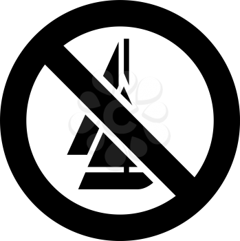 No sailing forbidden sign, modern round sticker, vector illustration for your design