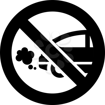 No exhaust forbidden sign, modern round sticker