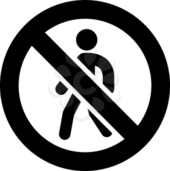 No pedestrians forbidden sign, modern round sticker