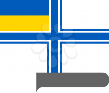Flag of Naval ensign of Ukraine horizontal shape, pointer for world map