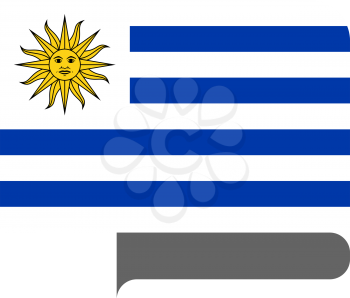 Flag of Republic of Uruguay horizontal shape, pointer for world map