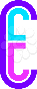 Trendy Font. New Alphabet, colorful letter E