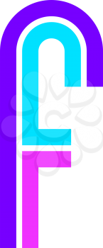 Trendy Font. New Alphabet, colorful letter F