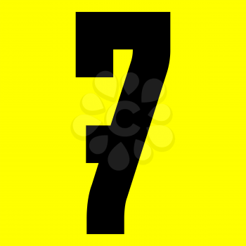 Dark modern font. Trendy alphabet, black vector number 7 on a yellow background, vector illustration 10eps