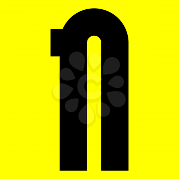 Dark modern font. Trendy alphabet, black vector letter N on a yellow background, vector illustration 10eps