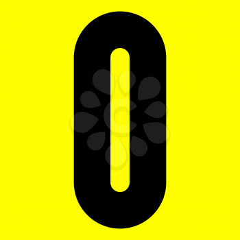 Dark modern font. Trendy alphabet, black vector letter O on a yellow background, vector illustration 10eps