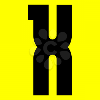 Dark modern font. Trendy alphabet, black vector letter X on a yellow background, vector illustration 10eps