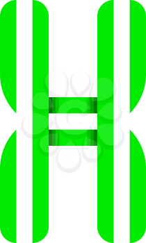 Striped font, modern trendy alphabet, letter X folded from green paper tape, vector illustration