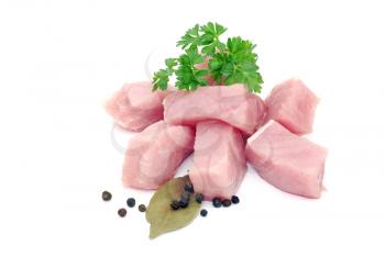 Royalty Free Photo of Chunks of Raw Meat With Peppercorns and Parsley