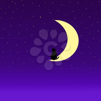  cat in the moon night