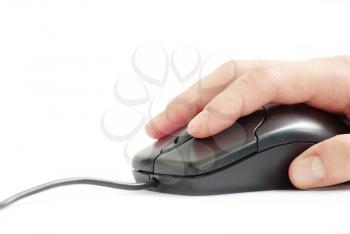 computer mouse in hand isolated on a white background