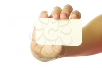 card blanks in a hand on white background