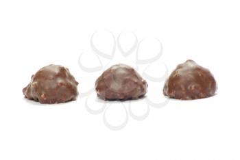 chocolate sweets on a white background