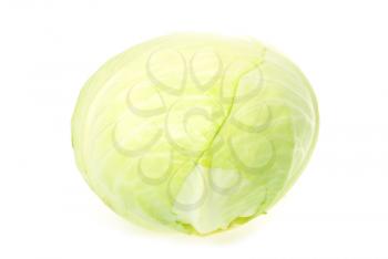 head of green cabbage vegetable isolated on white background