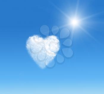 blue sky with hearts shape clouds