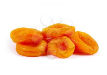 dried apricots on white background