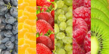 Healthy food background. Collection with different fruits and  berries