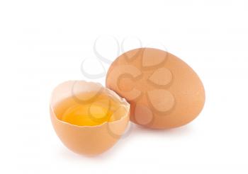With brown eggs on a white background