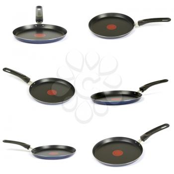 Frying pan collection isolated