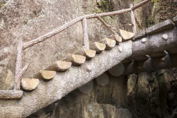 Crafted staircase in China's Yellow Mountain Trail