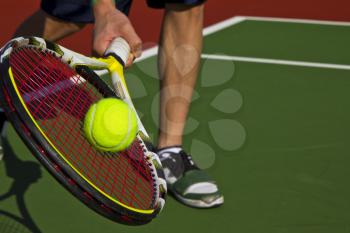 Forehand slice from the baseline during game