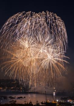 Golden Fireworks display off Lake Union Washington