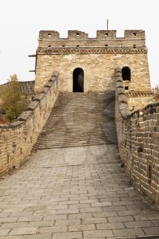 Large walkway to building on Great Wall in Mutianyu China