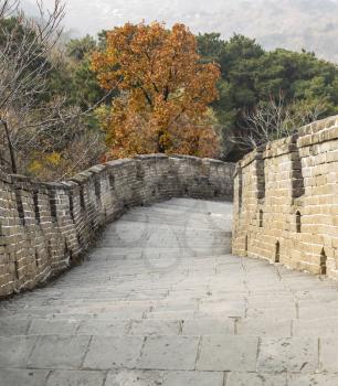 Curved Stairway leading down the Great Wall in Mutianyu China