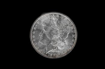 High Quality American Silver Dollar isolated on Black Background