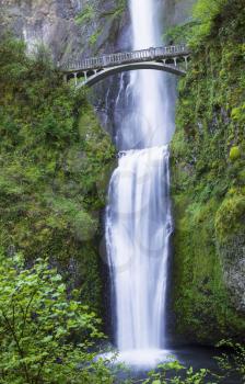 Vertical closeup of Multnomah Water Falls located within the Northwest, Oregon State, and part of United States