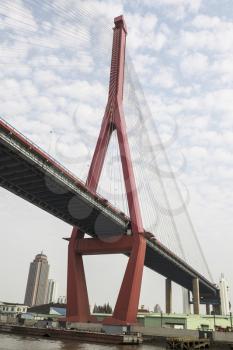 Yangpu Bridge in the Huangpu River in Shanghai China