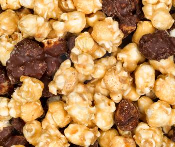 Close up of gourmet popcorn in filled frame layout. 