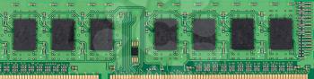 Close up of memory circuit board with chipset