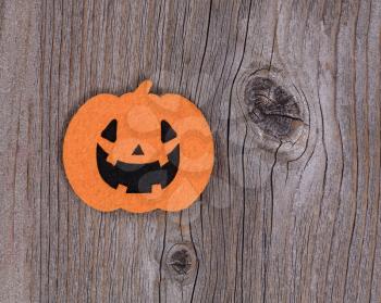 Bright pumpkin decoration on rustic wood