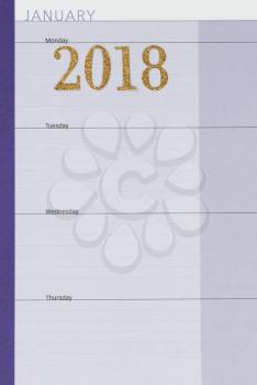 2018 New Year Date on Calendar Book