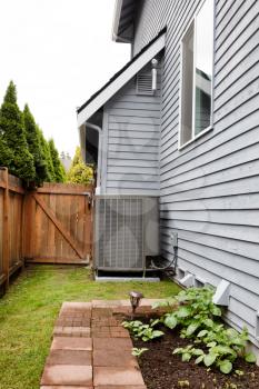 Energy heat pump on residential home for heat and air condition  