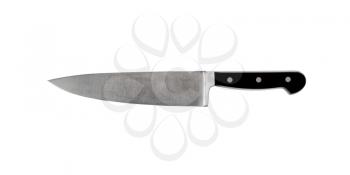 Large steel kitchen knife isolated on a white background 