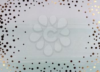 Green and white pattern paper with golden dots for background purposes 