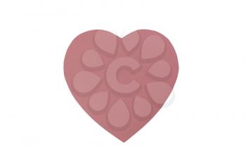 A large pink cardboard heart giftbox for Happy Valentines Day isolated on a white background   