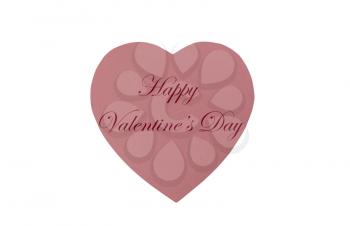 A large pink cardboard heart giftbox for Happy Valentines Day isolated on a white background with text message