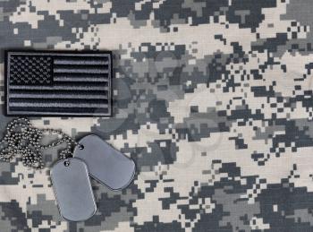 US flag and ID tags for Memorial, 4th of July and Labor Day holiday 