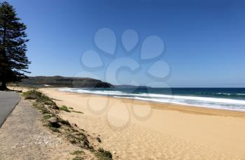 Walkway along empty beach in Sidney Australia coastline
