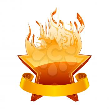 Burning star emblem, vector