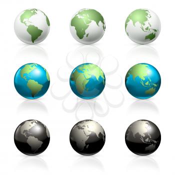 Globes set, vector