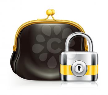 Lock and purse, vector icon
