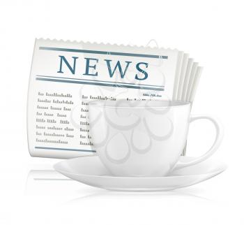 Newspaper and cup of coffee, vector